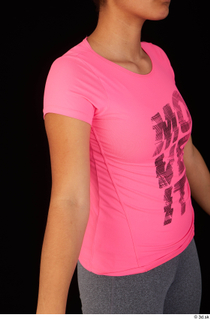 Zahara dressed pink t shirt sports upper body 0010.jpg